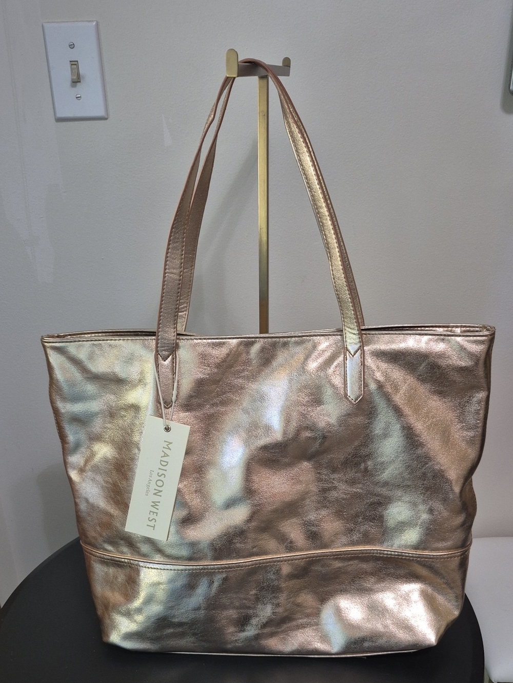 Madison West Iridescent Rose Gold Tote